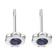 Abalone Shell Round Flower Stud Silver Earrings, e317